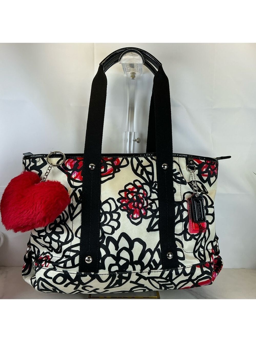 Coach Y2K Poppy Graffiti‎ Daisy Floral Hand Tote Crossbody Satin Bag